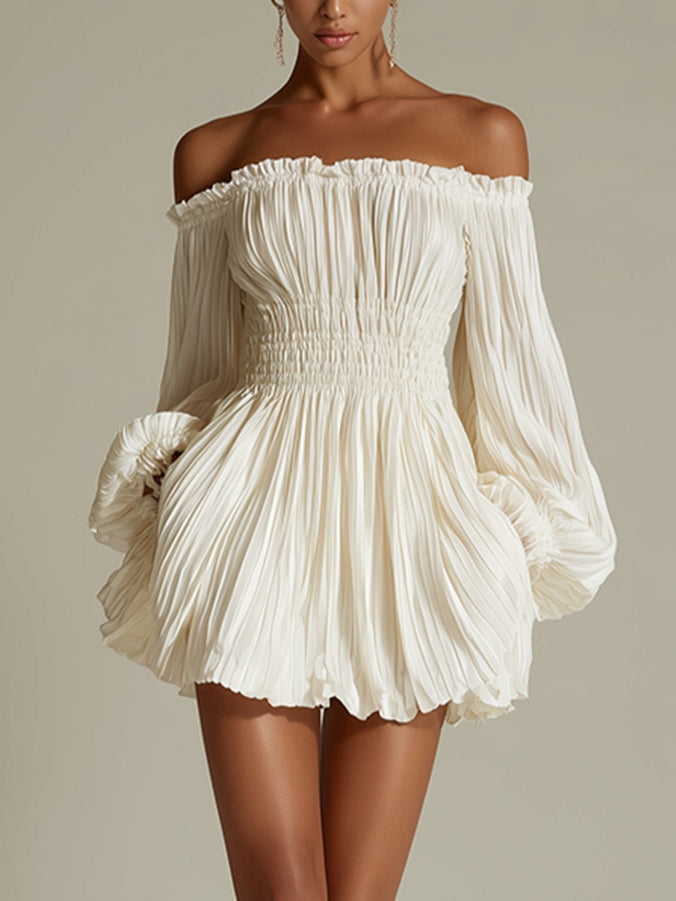 Candice™ | Off-Shoulder Pleated Mini Dress