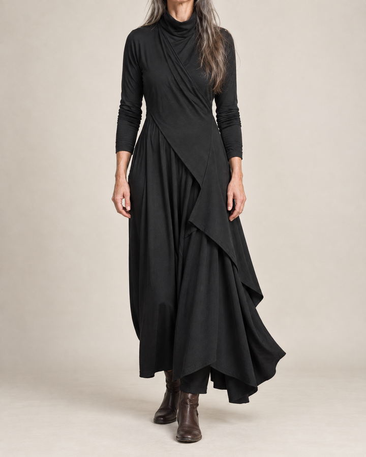 Sylvana | Draped Turtleneck Maxi Dress