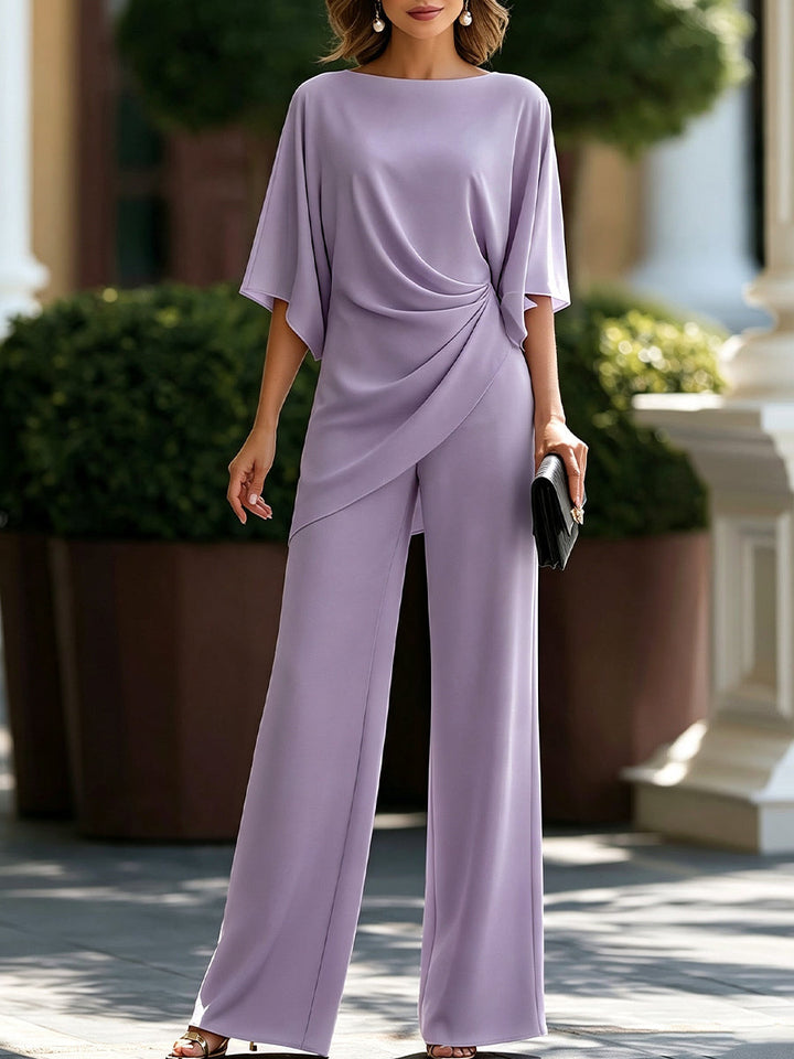 Lucretia Draped Asymmetric Wide-Leg Set