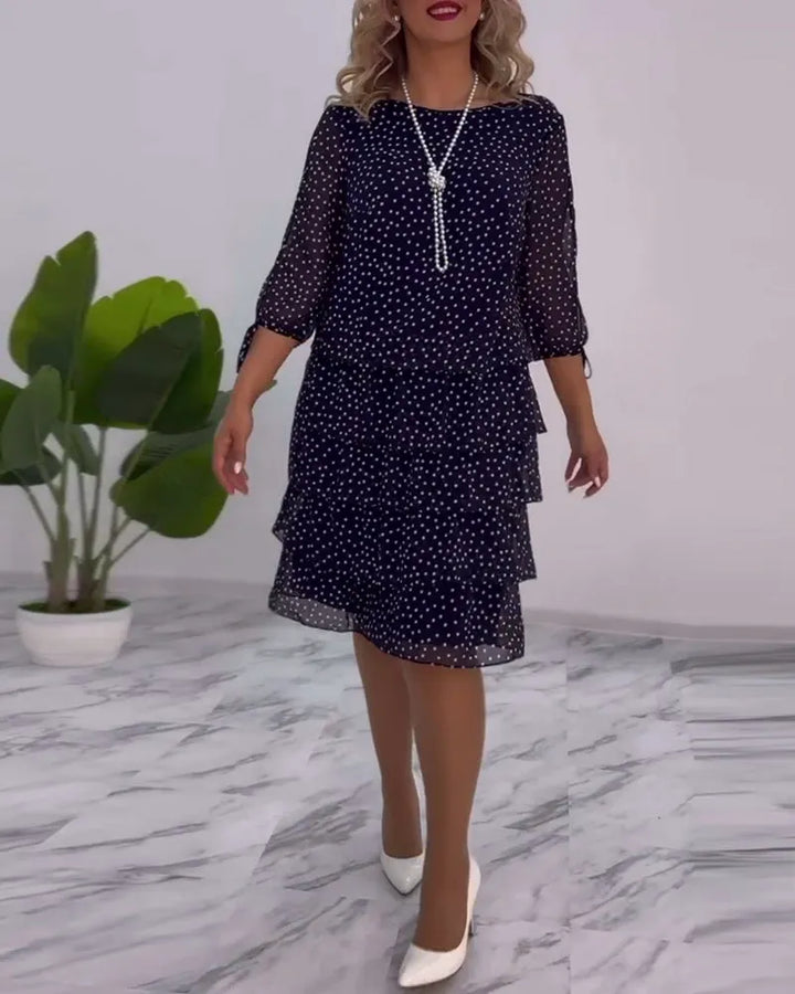 Isolde | Polka Dot Dress with Lace Sleeves