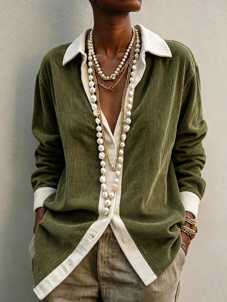 Cozy Stylish Olive Green Corduroy Shirt
