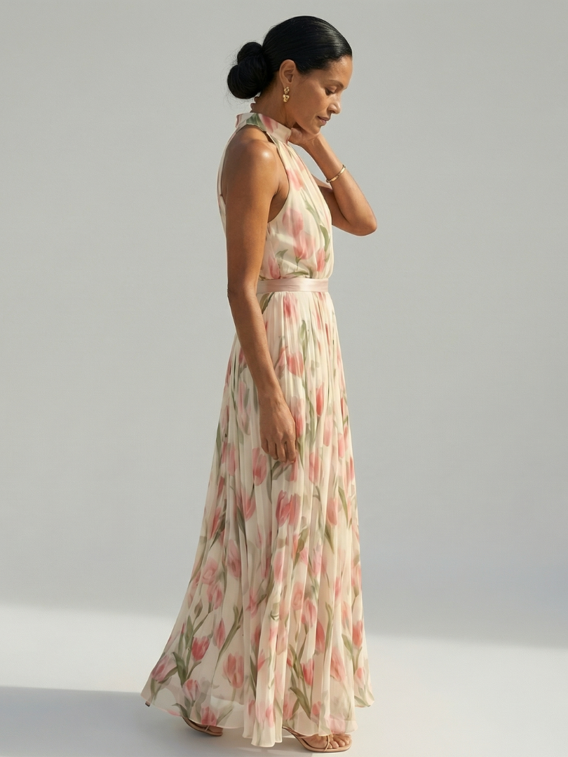 Aurelle | Floral Halter Midi Dress