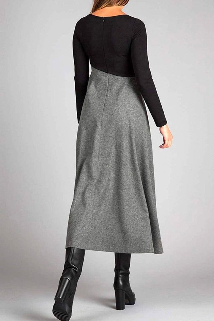 Manon | Long-Sleeve Patchwork Maxi Dress