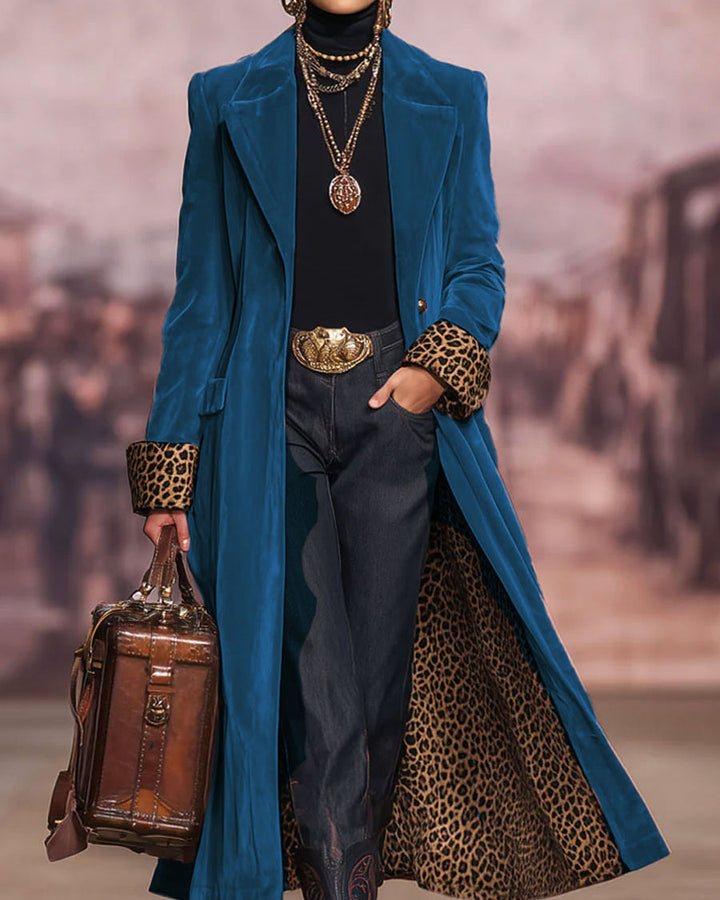 Rosamond™ | Velvet Tailored Coat in Deep Blue