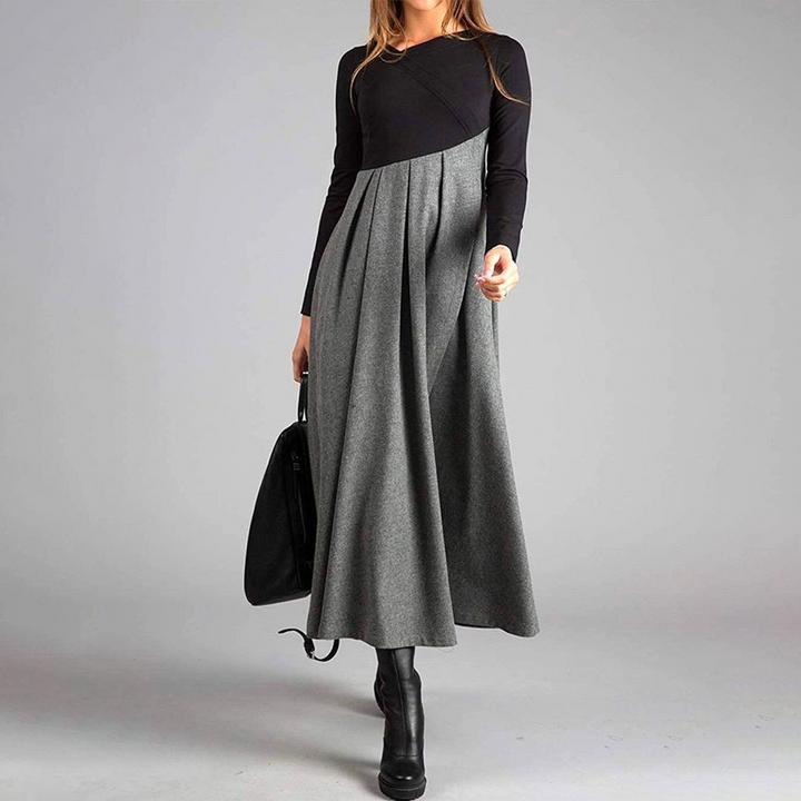 Manon | Long-Sleeve Patchwork Maxi Dress