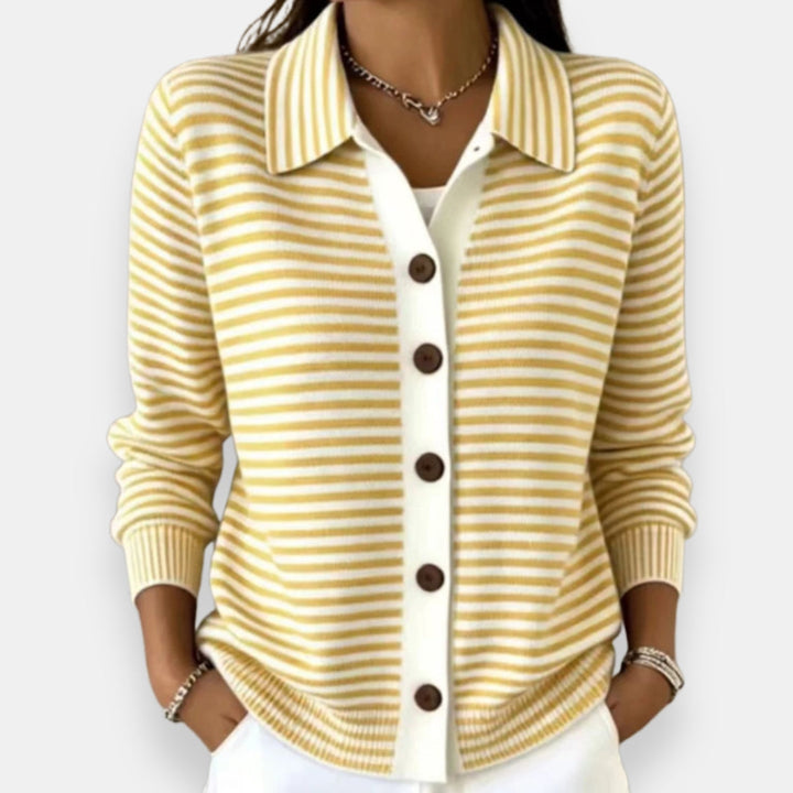 Nola™ Striped Button Cardigan in Yellow