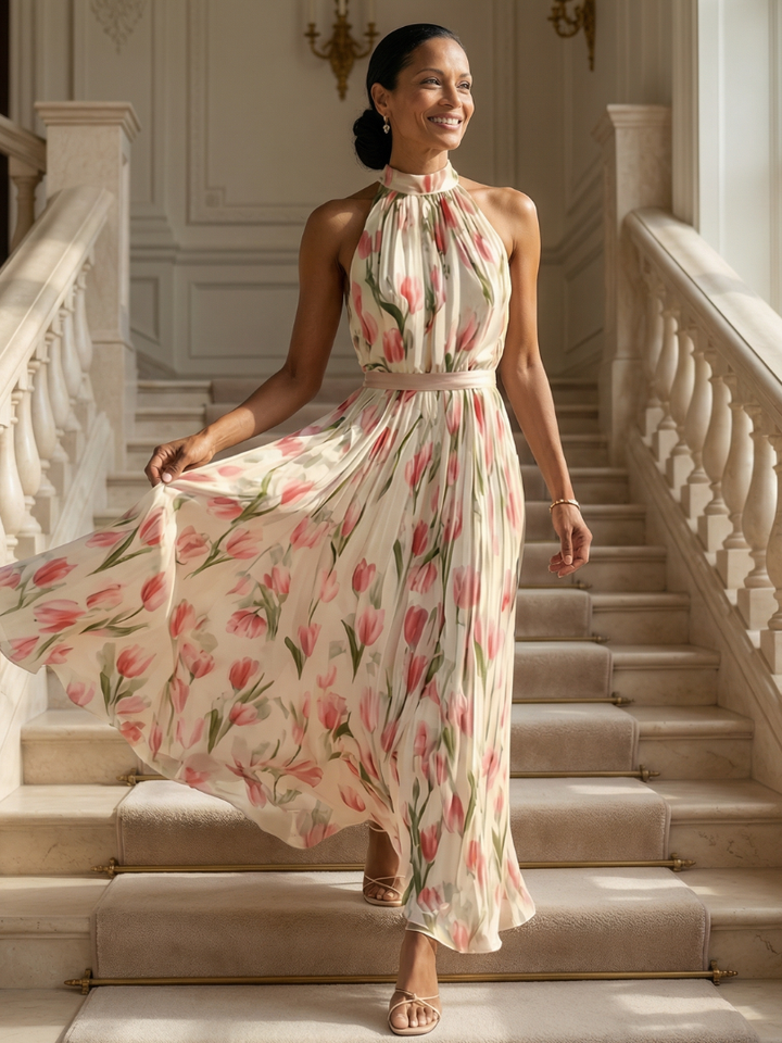 Aurelle | Floral Halter Midi Dress