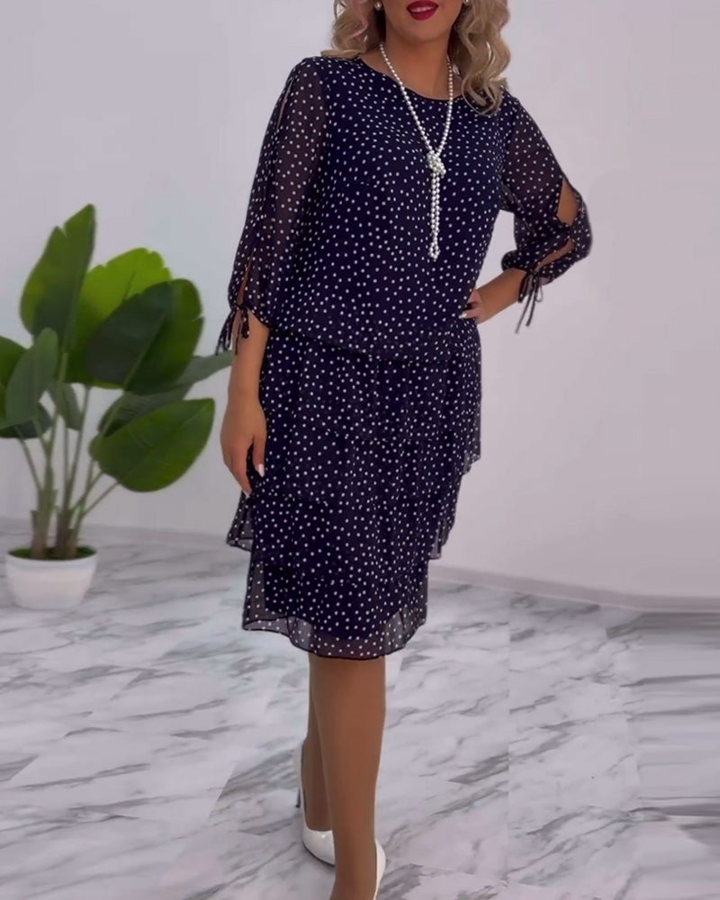 Isolde | Polka Dot Dress with Lace Sleeves