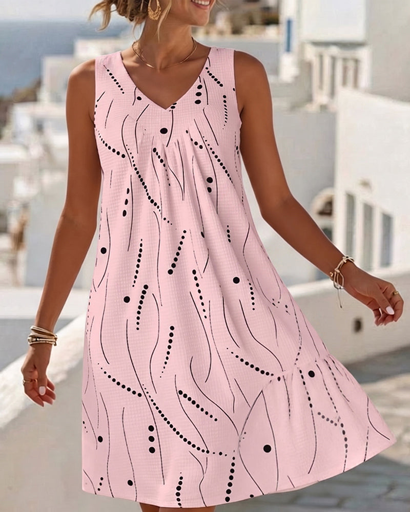 Rianne | Sleeveless V-Neck Print Dress