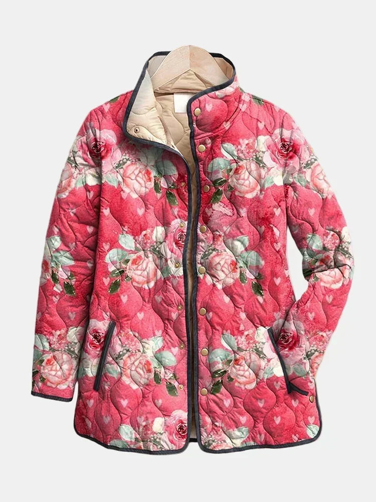 Freya | Charming Pink Floral Print Quilted Jacket — Final Edit