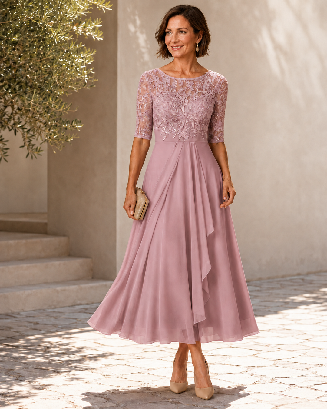 Rosalie | Flattering Lace Midi Dress