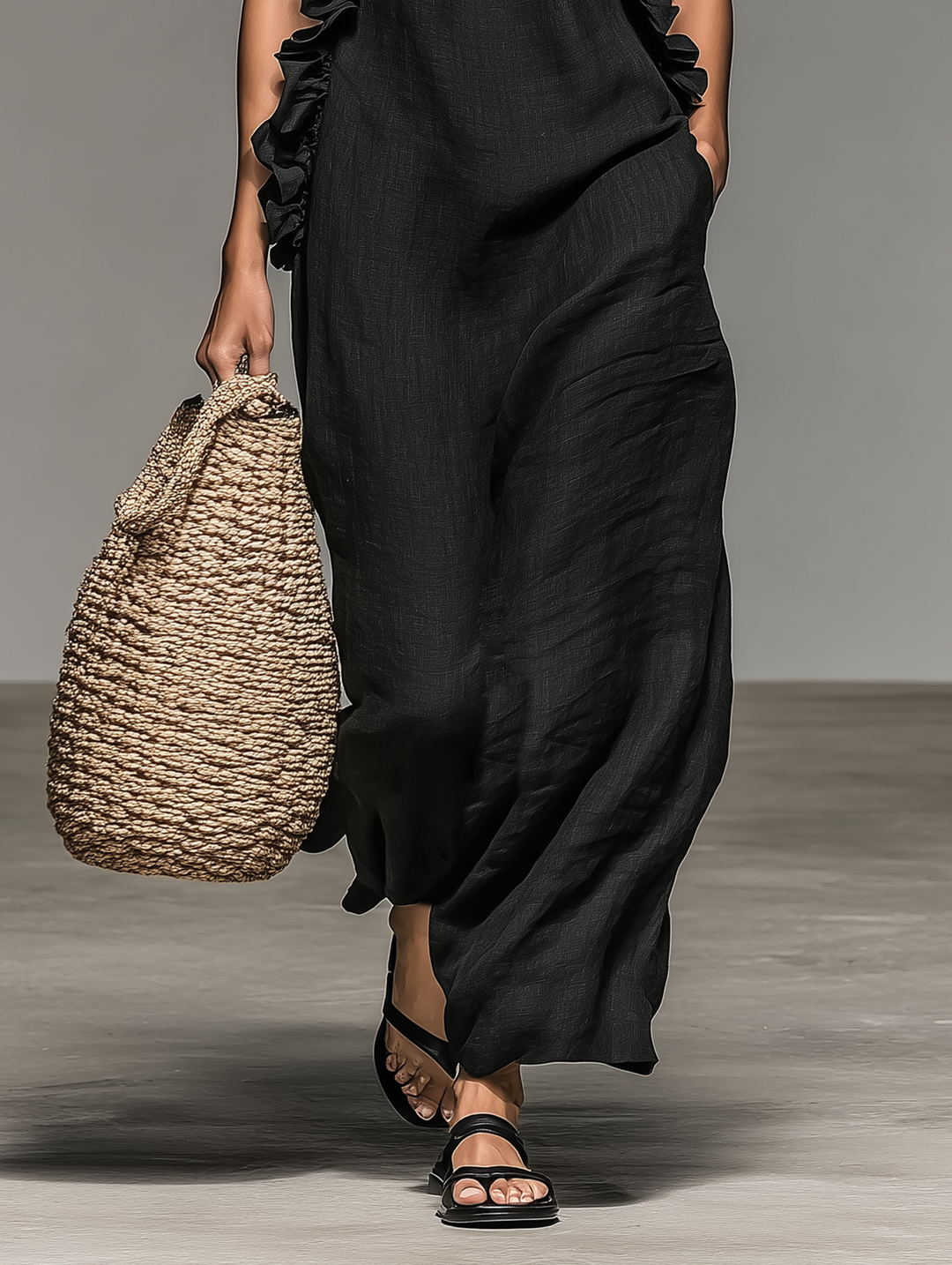 Gladie | Ruffled Maxi Dress with Pockets