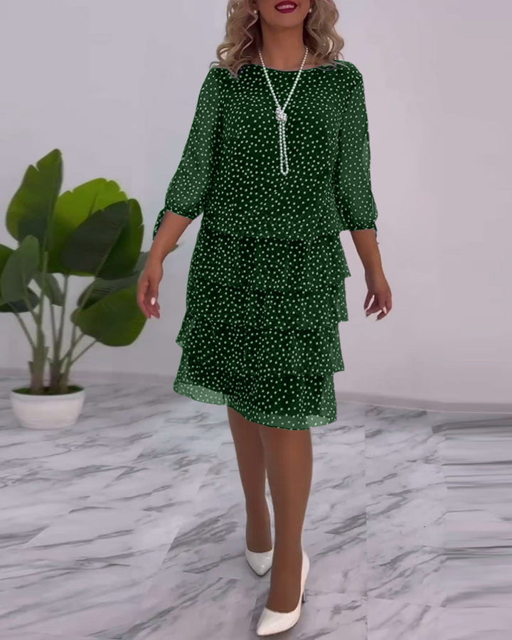 Isolde | Polka Dot Dress with Lace Sleeves