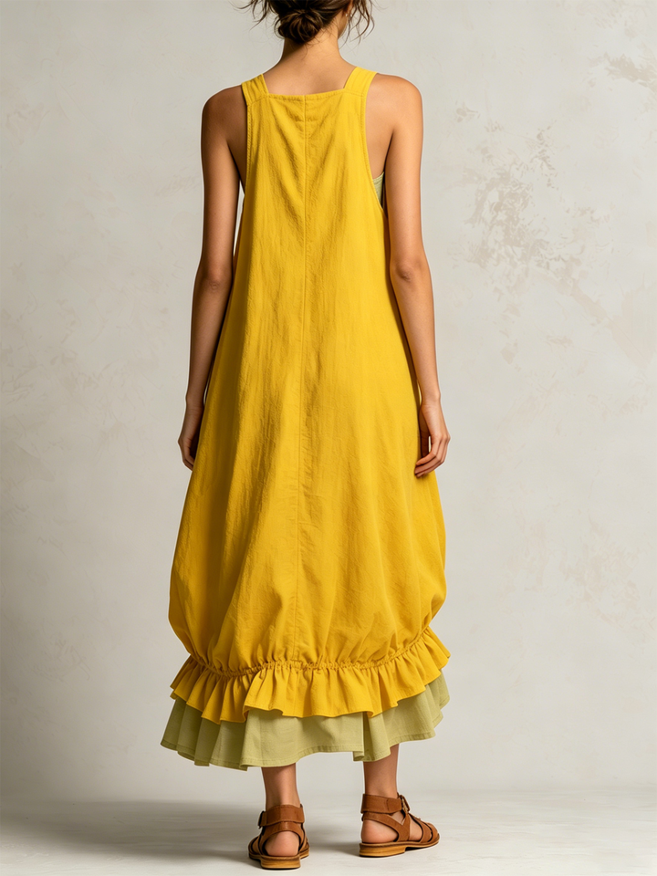 Fiamma | Balloon Dress with Pockets and Ruffle Hem