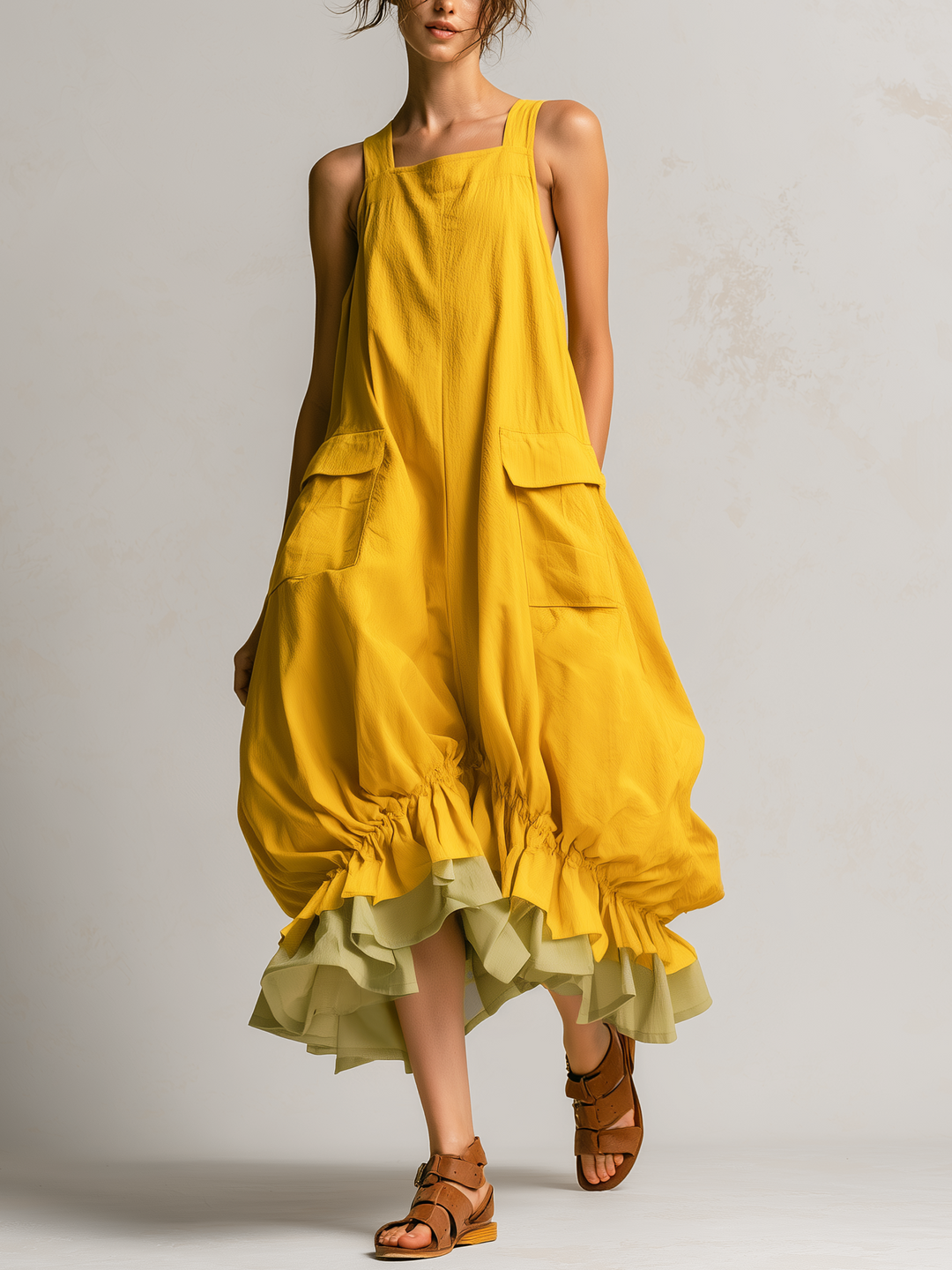 Fiamma | Balloon Dress with Pockets and Ruffle Hem