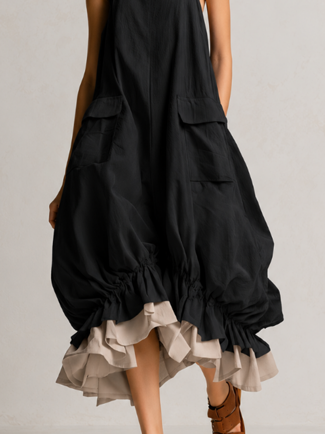 Fiamma | Balloon Dress with Pockets and Ruffle Hem