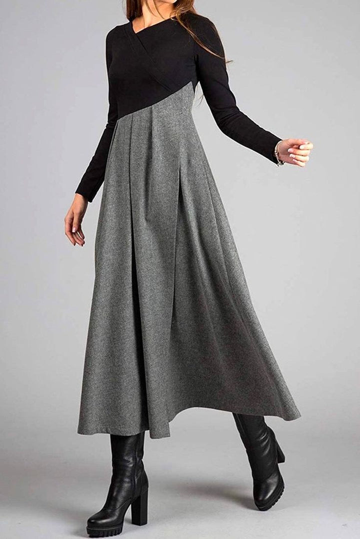Manon | Long-Sleeve Patchwork Maxi Dress