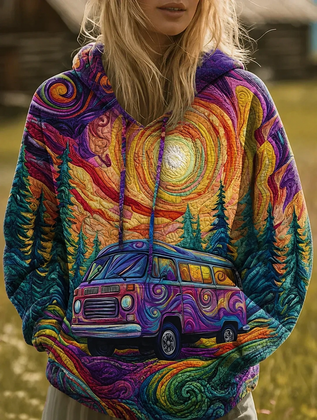 Nerys | Camper Van Patchwork Hoodie