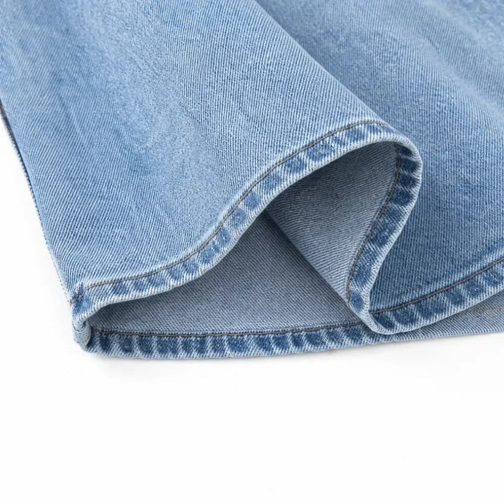 Romella – High Waisted Tiered A-Line Denim Maxi Skirt for Women