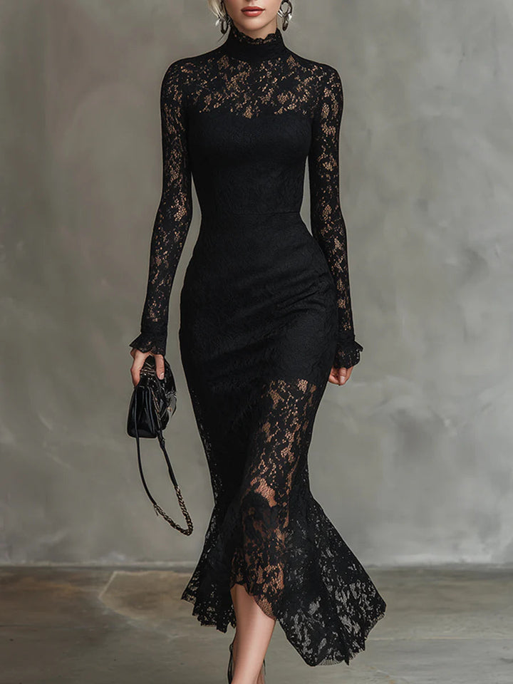 Clarissa | Elegant Lace Fishtail Maxi Dress