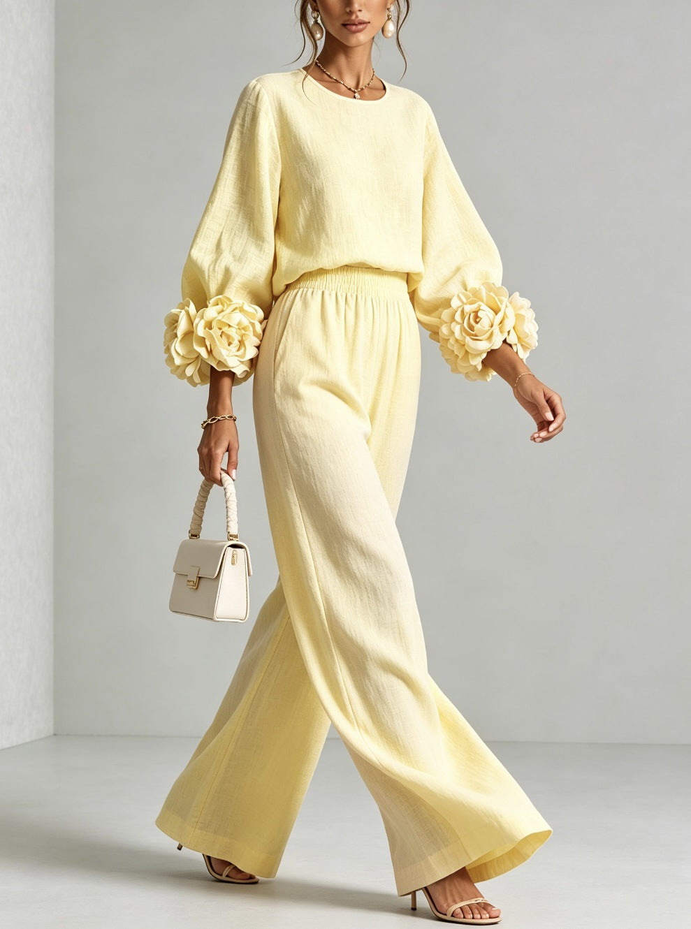 Rosalie | Floral-Cuff Two-Piece Set