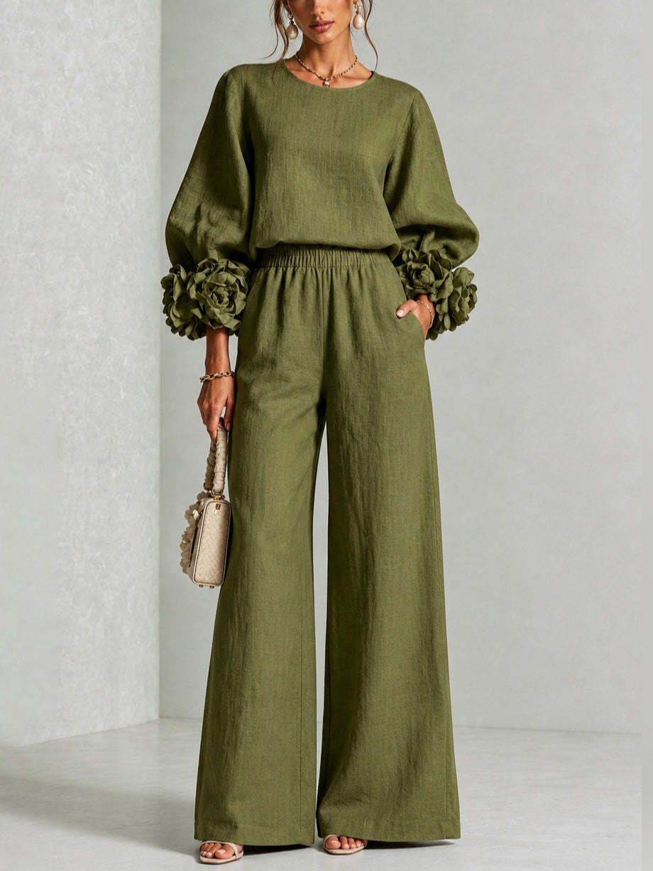 Rosalie | Floral-Cuff Two-Piece Set