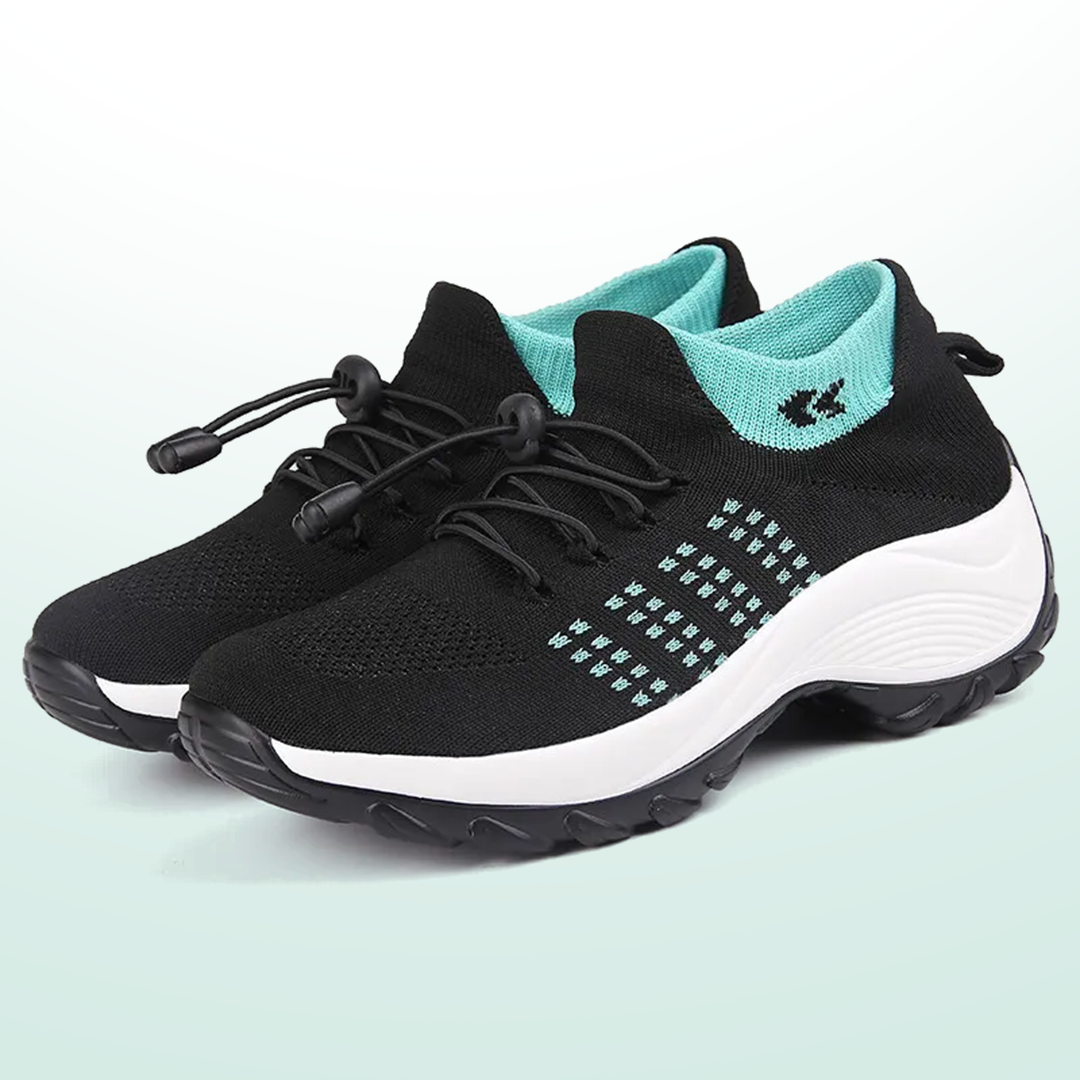 Linda – Orthopedic Knit Fabric Shoes in Green &amp; Black