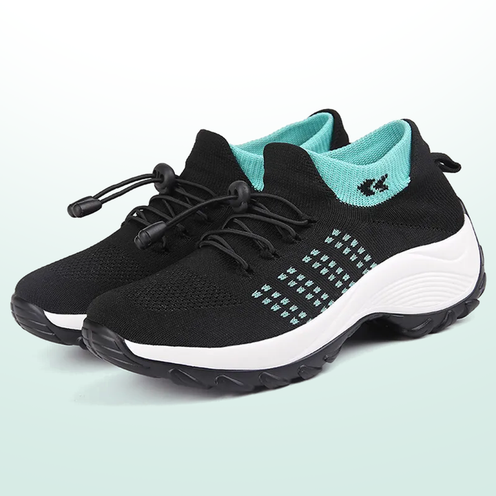 Linda – Orthopedic Knit Fabric Shoes in Green &amp; Black