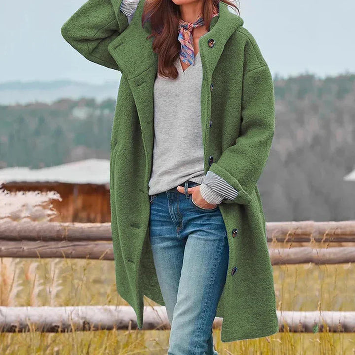 Wool-Blend Hooded Coat
