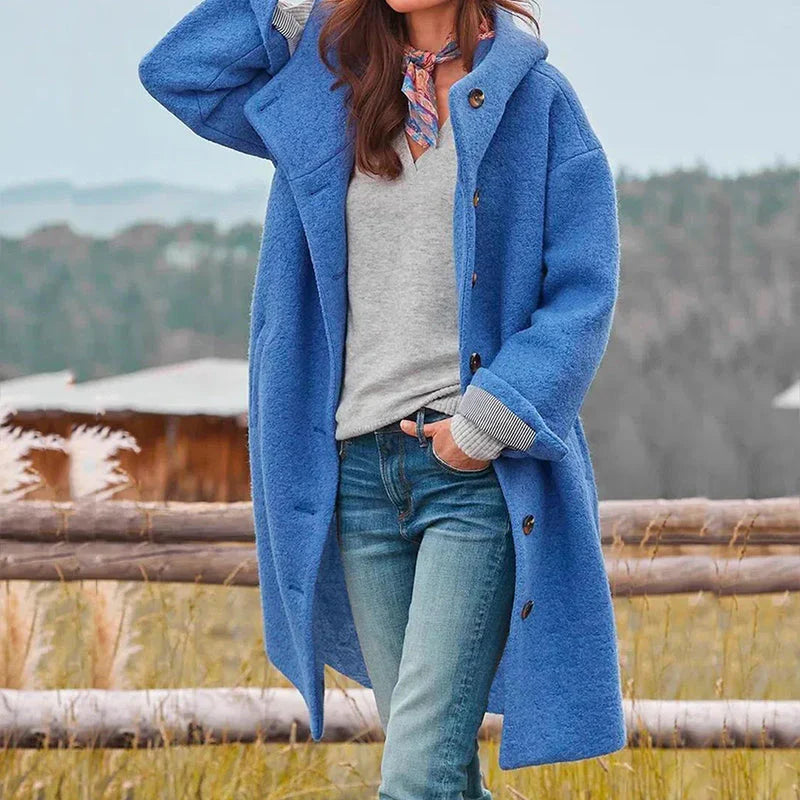 Wool-Blend Hooded Coat