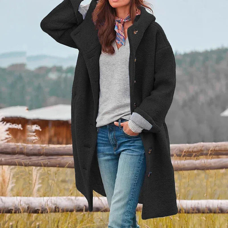 Wool-Blend Hooded Coat