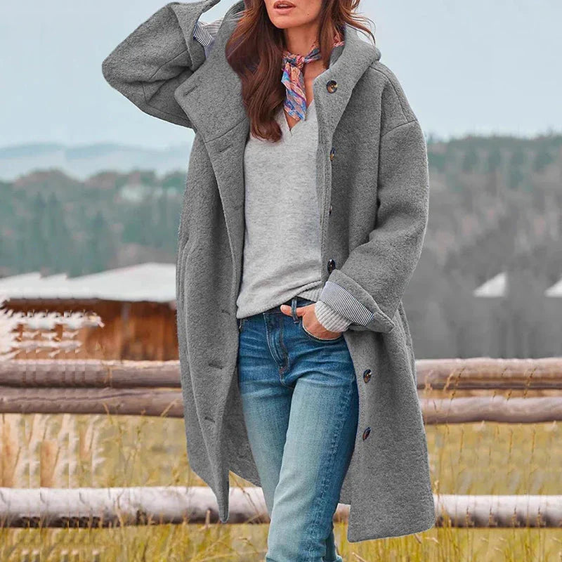 Wool-Blend Hooded Coat
