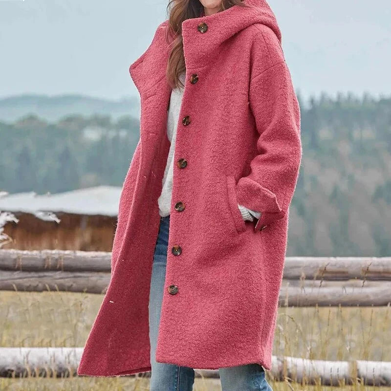 Wool-Blend Hooded Coat