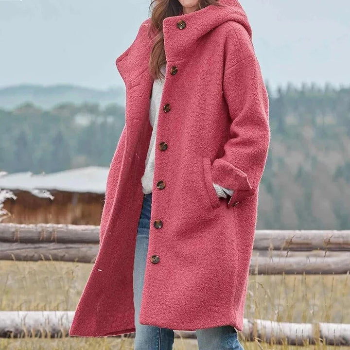 Wool-Blend Hooded Coat