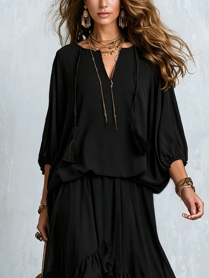 Annalisa | Chiffon Top and Tiered Ruffle Skirt Set