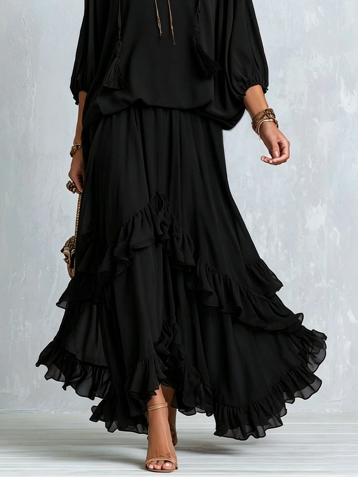 Annalisa | Chiffon Top and Tiered Ruffle Skirt Set