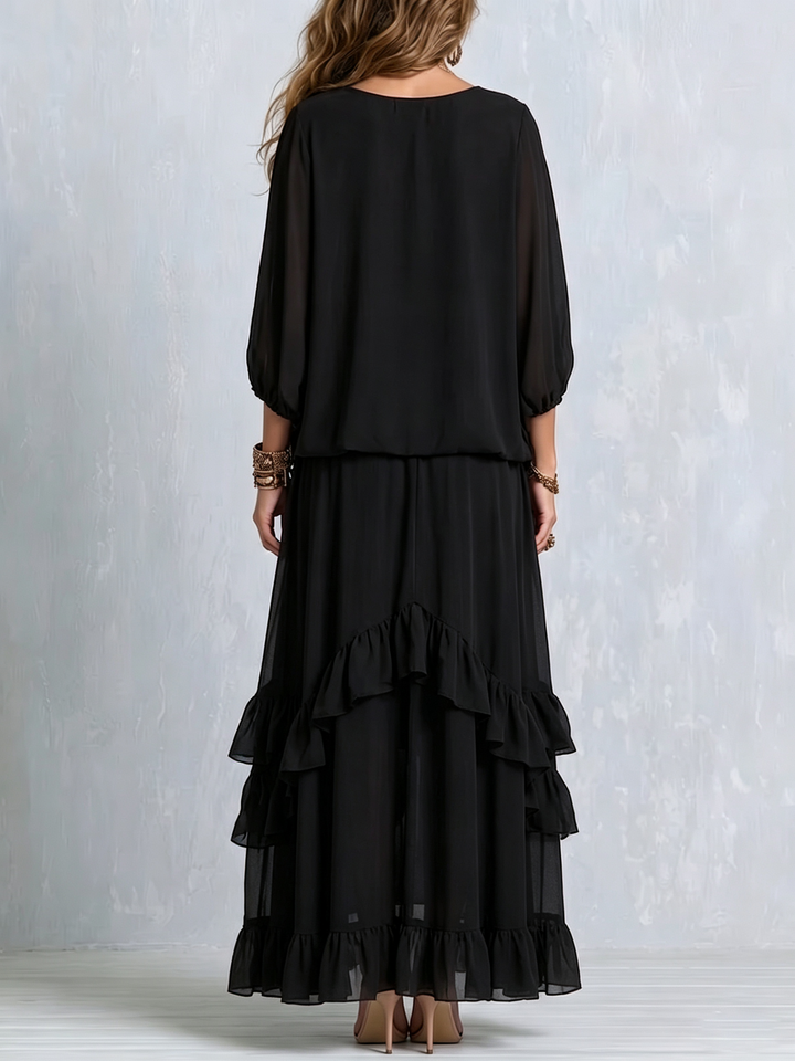 Annalisa | Chiffon Top and Tiered Ruffle Skirt Set