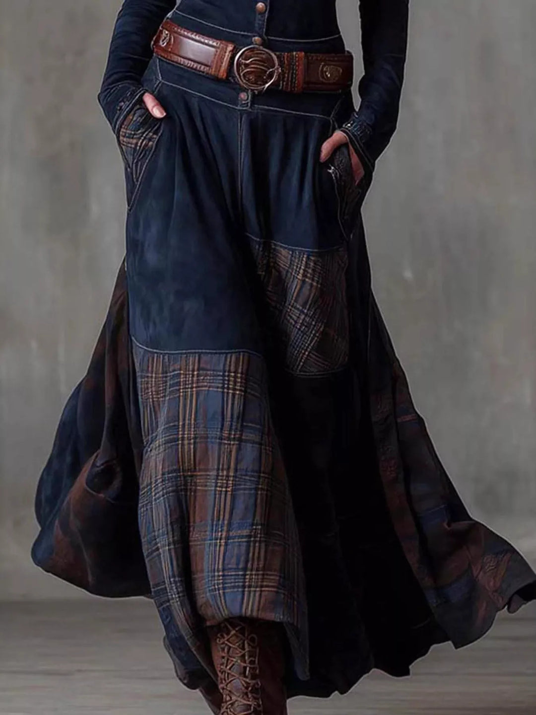 Marietta | Plaid Button Front Long Sleeve Dress