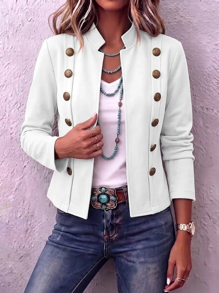 Stand Collar Double-Breasted Suede Vintage Cropped Jacket