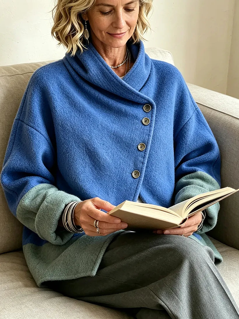 Bellamy | Chic Two-Tone Wool-Blend Asymmetrical Cardigan Jacket
