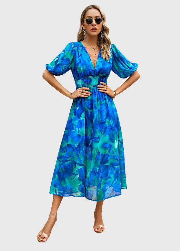 Natalie™ | Flattering Floral Midi Dress
