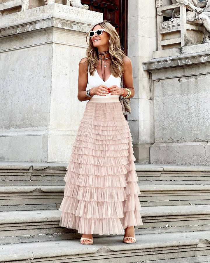 Celestine Tule Maxi Rok Roze