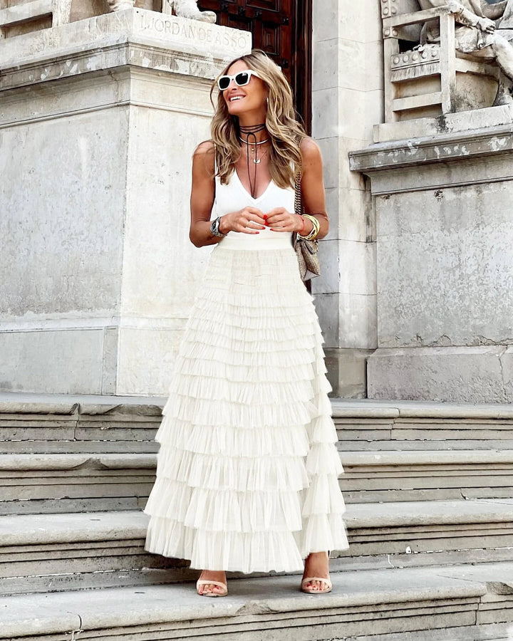Celestine Tule Maxi Rok Wit
