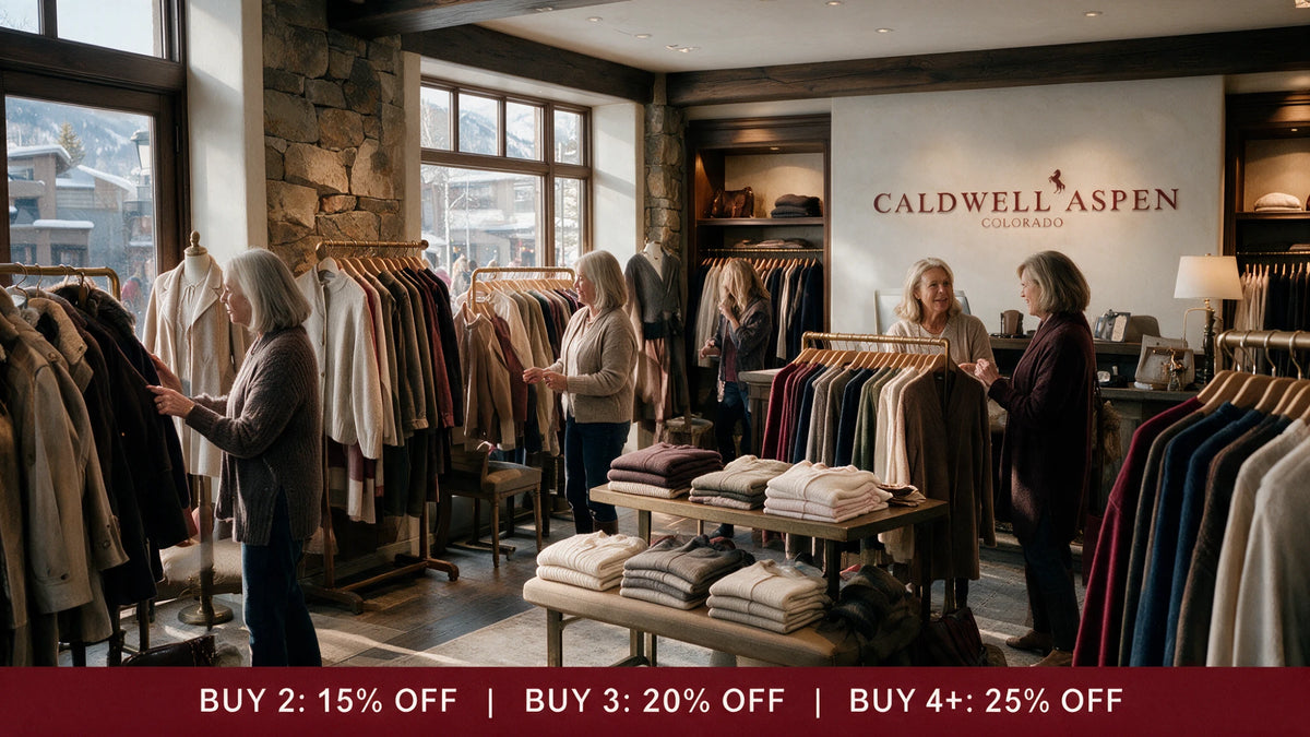 Caldwell Aspen store interior with retirement sale tiered discount banner