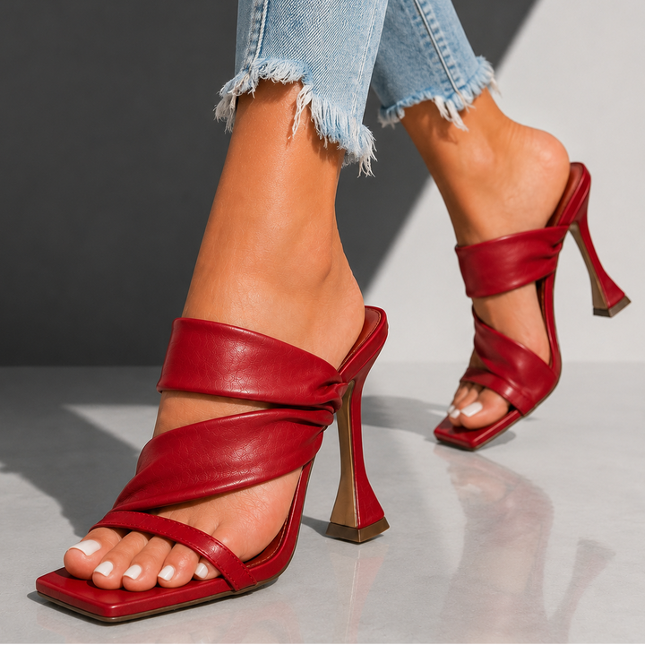Serena Vale | Twisted Strap Mule Heels