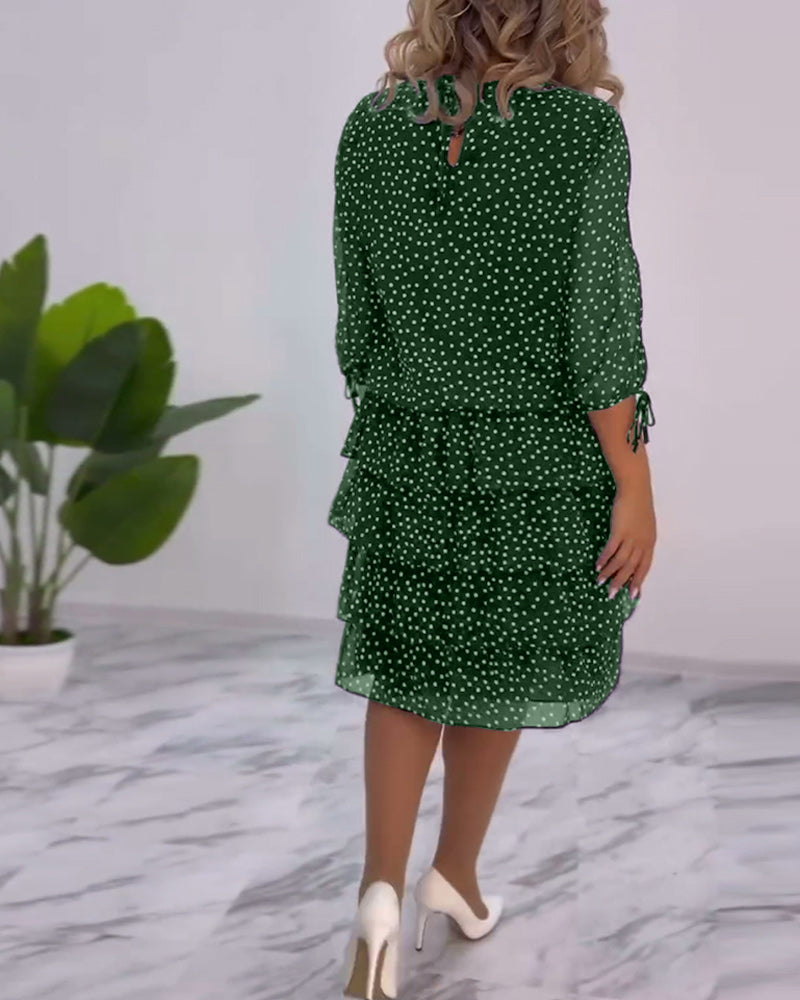 Isolde | Polka Dot Dress with Lace Sleeves