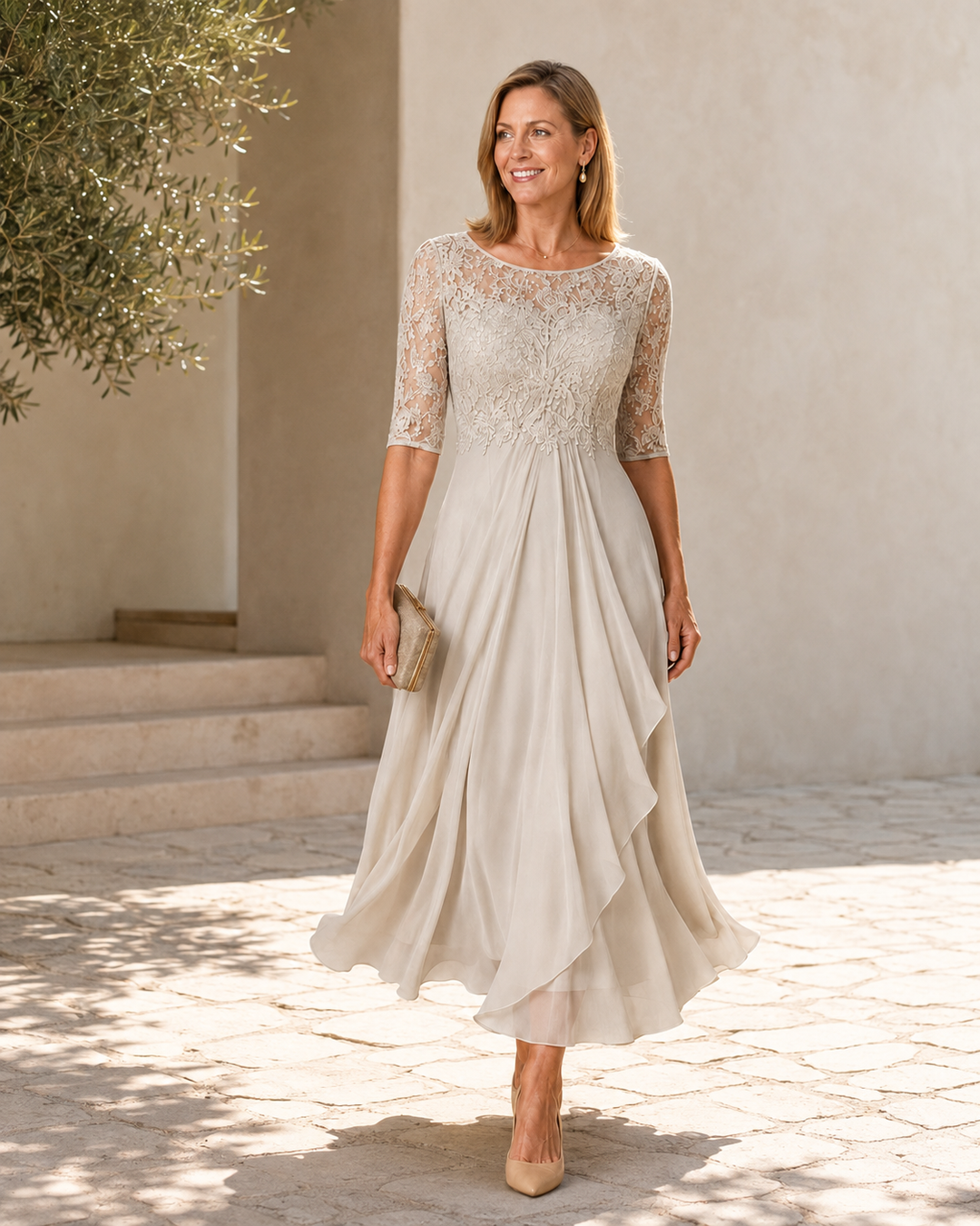 Rosalie | Flattering Lace Midi Dress