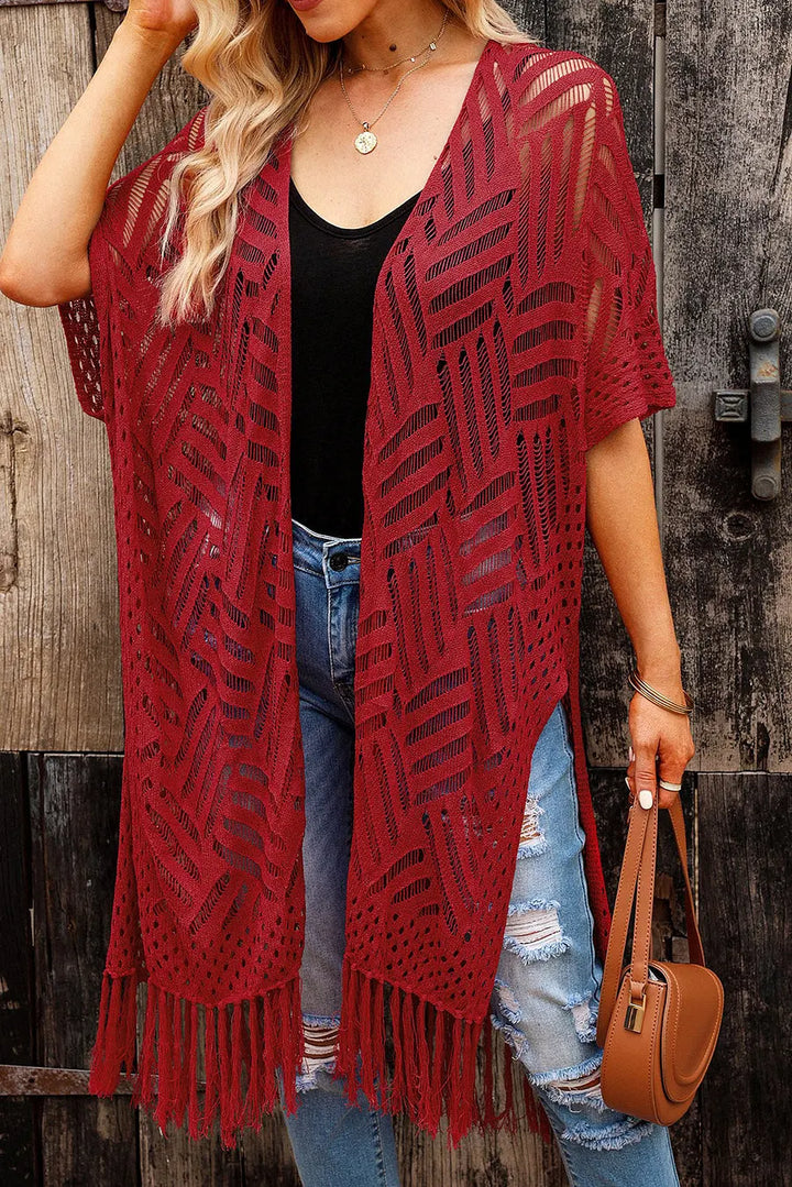 Open-Front Crochet Cardigan Cover-Up