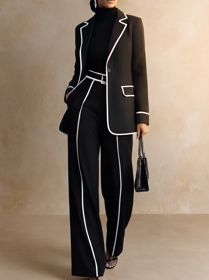 Clementina | Blazer and Pants Set with Contrast Piping