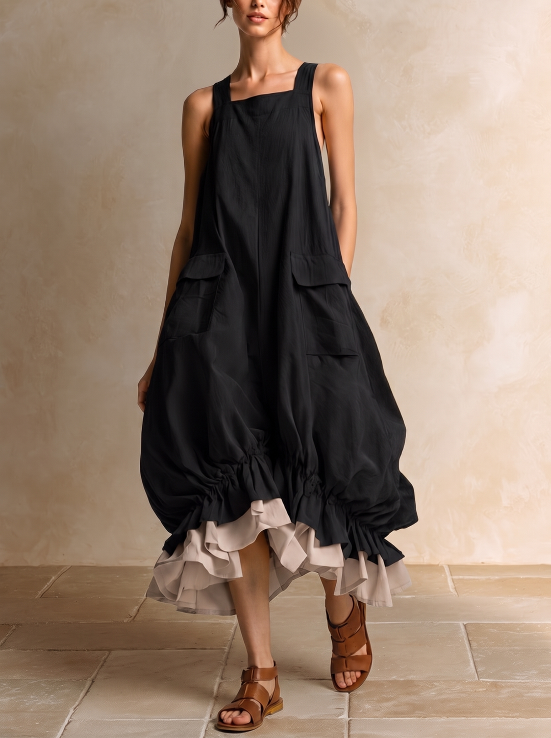 Fiamma | Balloon Dress with Pockets and Ruffle Hem